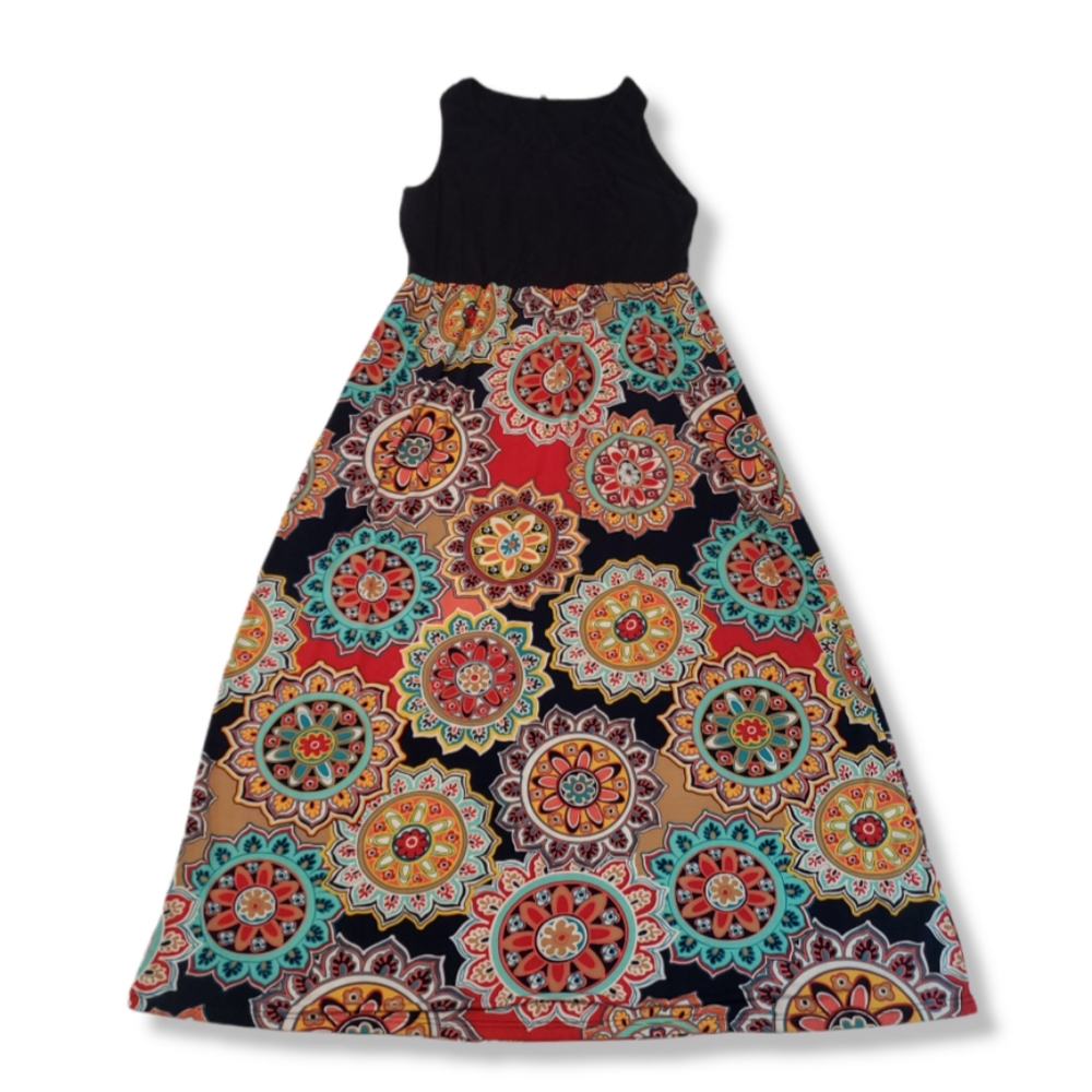 Zattcas Dress Size XXL Sleeveless Maxi Dress Floral Geometric Print Women's - Picture 1 of 7